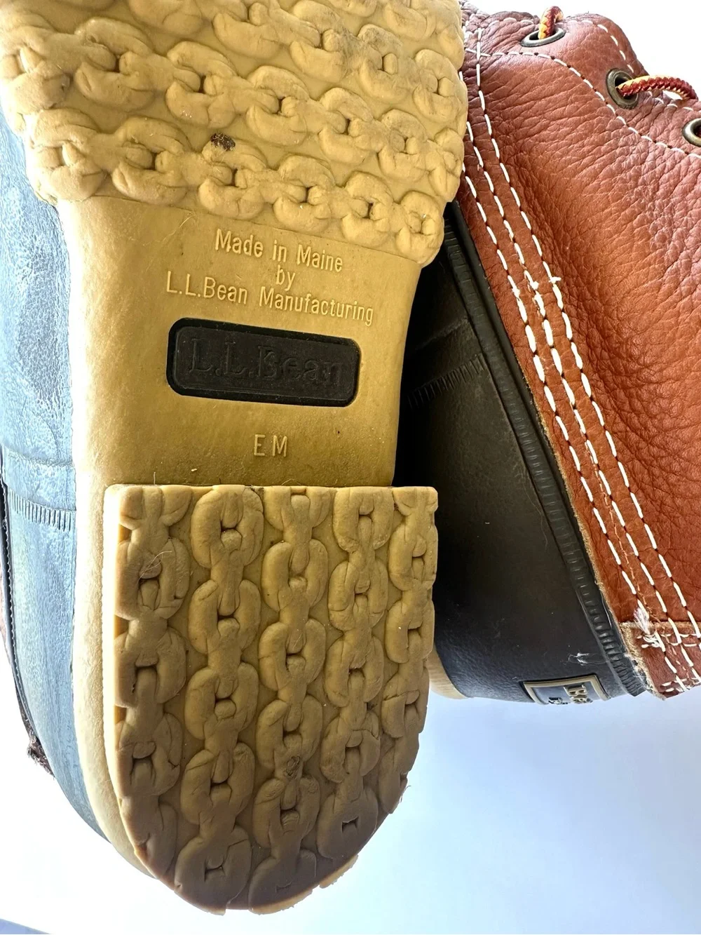 LL Bean Duck Bean Boots Women Size 9 Unlined Rolled Leather Vintage Made in USA